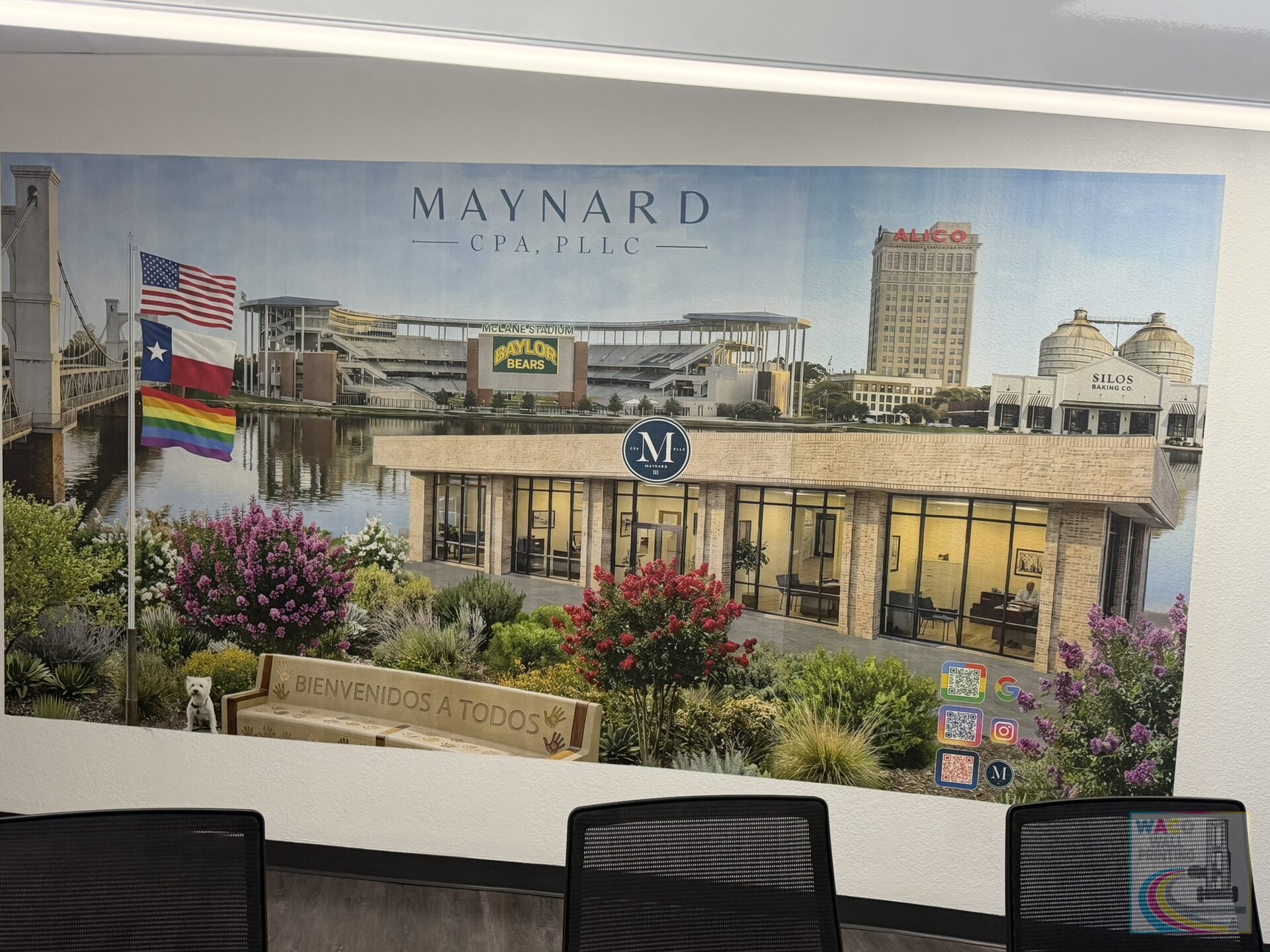 Maynard CPA mural installed — wide view