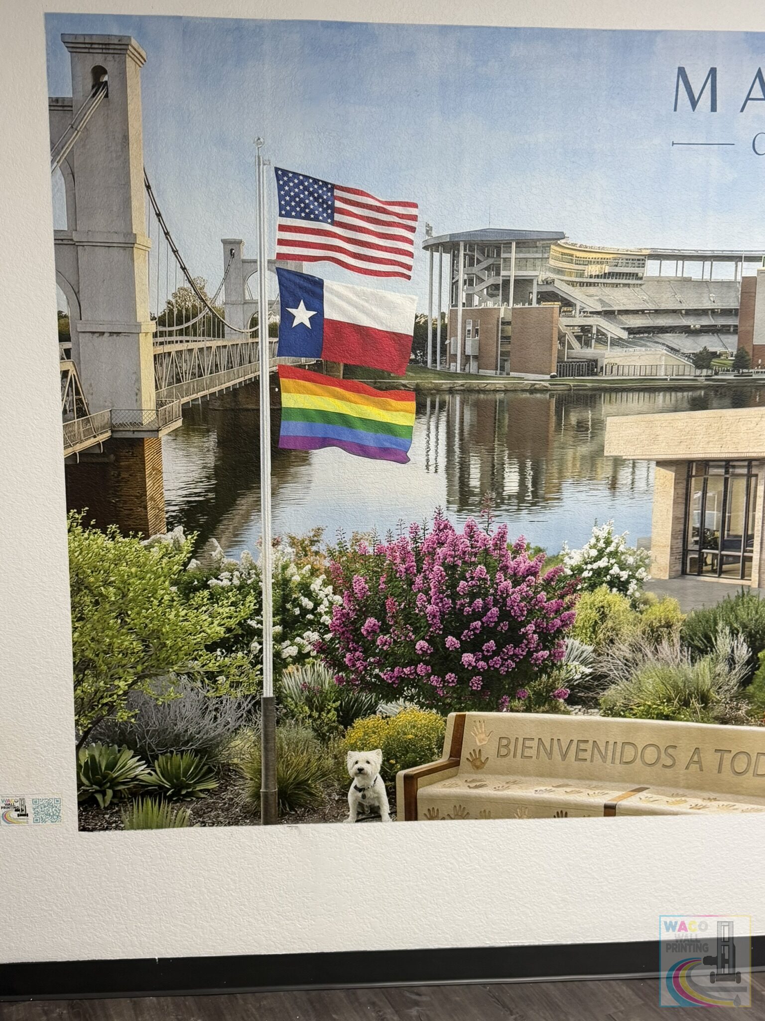Maynard CPA mural detail — garden and office scene